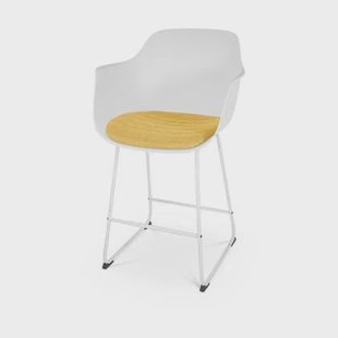 Nolon Nino-Liz Barkruk Wit - Okergeel Kussen - Wit Frame - 65 cm