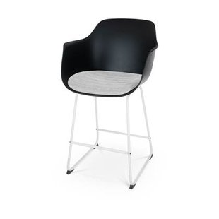 Nolon Nino-Liz Barkruk Zwart - Lichtgrijs Kussen - Wit Frame - 65 cm