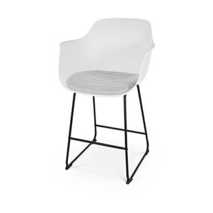 Nolon Nino-Liz Barkruk Wit - Lichtgrijs Kussen - Zwart Frame - 65 cm