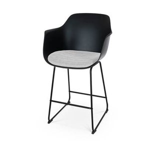 Nolon Nino-Liz Barkruk Zwart - Lichtgrijs Kussen - Zwart Frame - 65 cm