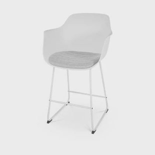 Nolon Nino-Liz Barkruk Wit - Lichtgrijs Kussen - Wit Frame - 65 cm