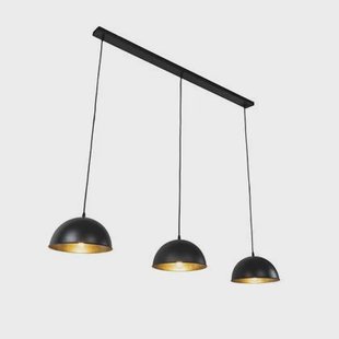 QAZQA Industriële hanglamp zwart met goud 3-lichts - Magnax