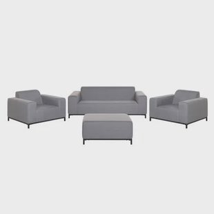 Beliani - ROVIGO - Loungeset voor 5 - Grijs|Zwart - Polyester