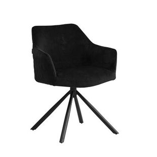 Bronx71 Velvet eetkamerstoel Furtado draaibaar zwart