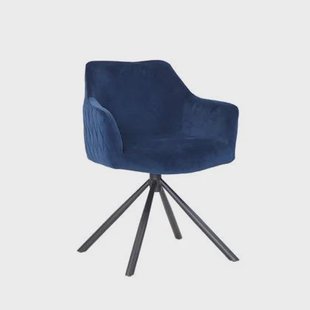 Bronx71 Velvet eetkamerstoel Furtado draaibaar blauw