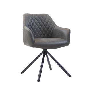 Bronx71 Industriële eetkamerstoel Dex draaibaar antraciet eco-leer