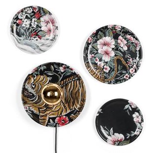 Bold Monkey No Food Here wandlamp tijger - Set van 4 - Zwart