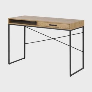 Lisomme Vic houten bureau naturel - met opbergvak - 110 x 45 cm