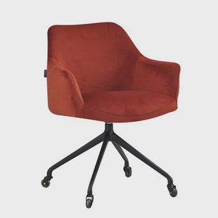 Bronx71 Eetkamerstoel met wieltjes Quinn koper velvet