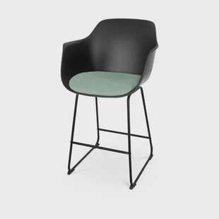 Nolon Nino-Liz Barkruk Zwart - Zachtgroen Kussen - Zwart Frame - 65 cm