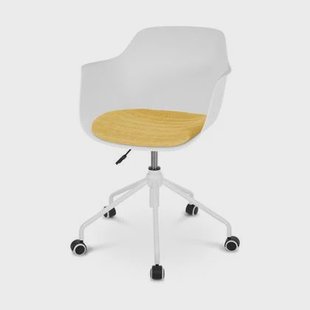 Nolon Nout-Liz Bureaustoel Wit - Okergeel Kussen - Wit Onderstel