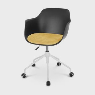Nolon Nout-Liz Bureaustoel Zwart - Okergeel Kussen - Wit Onderstel