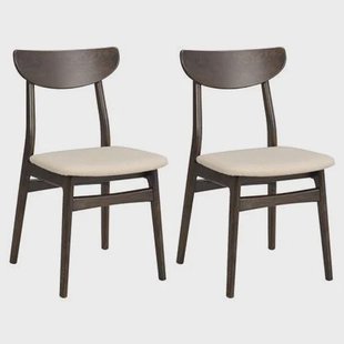 Rowico Home Rodham Houten Eetkamerstoel Donker Eiken - Beige Stof