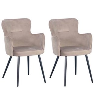 Pole to Pole Wing Eetkamerstoel - Velvet - Beige - Set van 2