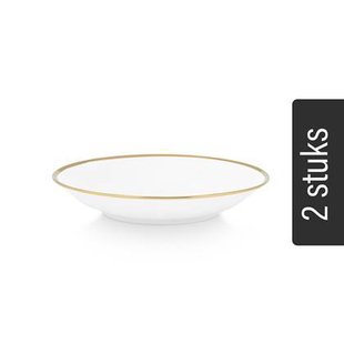 vtwonen Pasta Borden - Set van 2 - Wit|Goud - Porselein - Ø 25.5cm vtwonen Pasta Borden - Set van 2 - Wit|Goud - Porselein - Ø 25.5cm