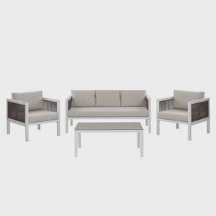 Beliani - BORELLO - Loungeset voor 5 - Wit - Aluminium
