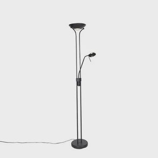 QAZQA Moderne vloerlamp zwart met leeslamp incl. LED dim to warm -