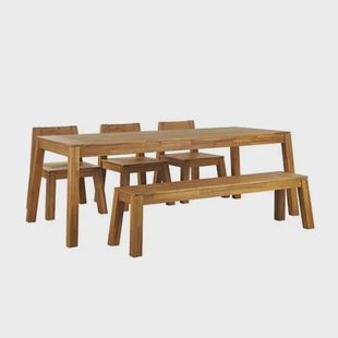 Beliani-LIVORNO -Tuinset voor 6 3 stoelen en bank-Lichthout-Acaciahout