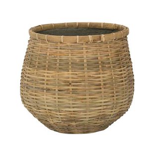 Pottery Pots Bloempot-Plantenbak Cement-Bamboe D 35 cm H 30 cm Pottery Pots Bloempot-Plantenbak Cement-Bamboe D 35 cm H 30 cm