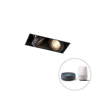 QAZQA Smart inbouwspot zwart incl. 2 Wifi GU10 trimless - Oneon 2 QAZQA Smart inbouwspot zwart incl. 2 Wifi GU10 trimless - Oneon 2