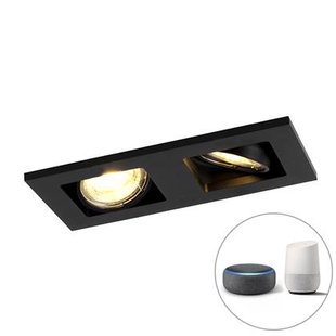 QAZQA Moderne smart inbouwspot zwart incl. 2 Wifi GU10 - Qure