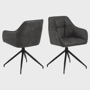 Rebellenclub Eetkamerstoel Nivala - Antraciet met mat zwart frame