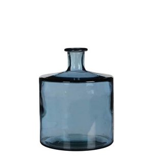 Mica Decorations Guan Glazen Fles - H26 x Ø21 cm - Blauw