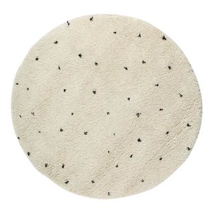 Interieur05 Rond Kindervloerkleed hoogpolig Cream|Zwart - Dots