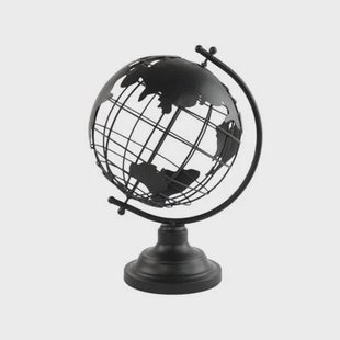 MISOU Wereldbol Zwart Metaal 25x18cm Decoratie