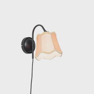 QAZQA Klassieke wandlamp zwart met lampenkap goud - Nona