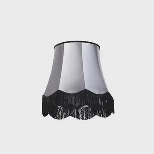 QAZQA Zijden lampenkap zwart met grijs 45 cm - Granny
