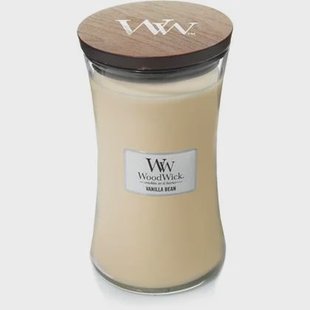 WoodWick Geurkaars Large Vanilla Bean - 18 cm | ø 10 cm