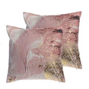 Beliani-LANTANA -Sierkussen set van 2-Roze-45 x 45 cm-Polyester