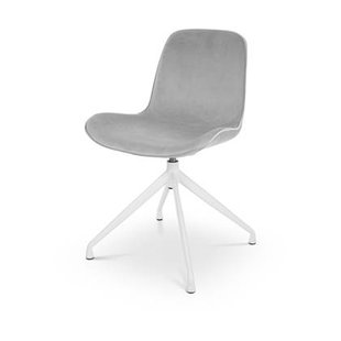 Nolon Nola-Fé Eetkamerstoel Grijs - Velvet - Draaibaar Wit Onderstel