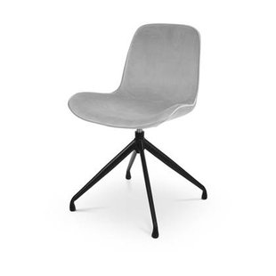 Nolon Nola-Fé Eetkamerstoel Grijs - Velvet - Draaibaar Zwart Onderstel