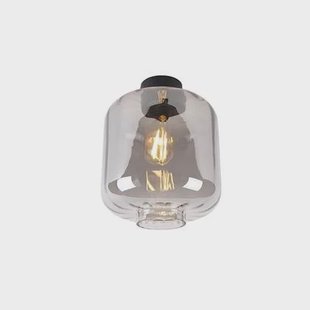 QAZQA Design plafondlamp zwart met smoke glas - Qara
