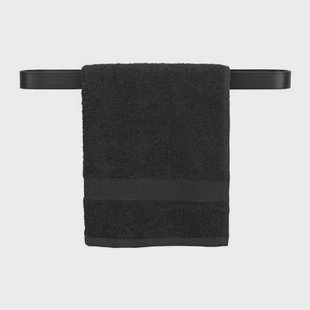 QUVIO Handdoekhouder platte stang met ronding - Zwart - 50 cm