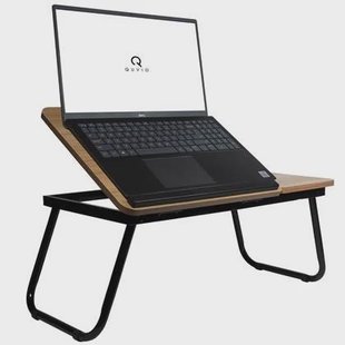 QUVIO Bedtafel met bekerhouder - Houtlook