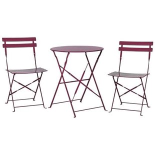 Beliani - FIORI - Bistroset voor 2 - Bordeaux rood - Staal
