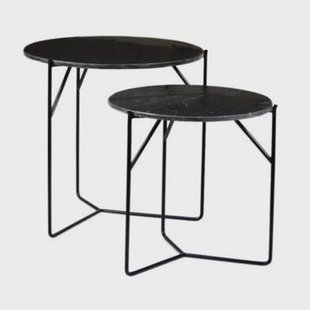 Livingfurn Mason Marble Black|Black Set of 2