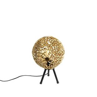 QAZQA Art Deco tafellamp tripod goud met zwart - Maro