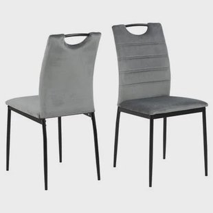 Hioshop Dia eetkamerstoel velours grijs.