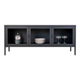 House Nordic Brisbane Zwart | Glas TV-Meubel W130 cm