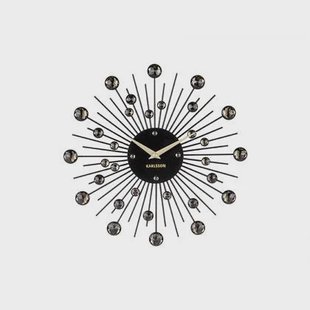 Karlsson - Wandklok Sunburst - Kristal - Zwart - Medium - Ø30cm