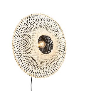 QAZQA Oosterse wandlamp bamboe 50 cm met stekker - Rina