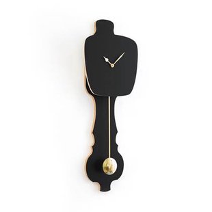 KLOQ Grote Wandklok met slinger in Satijn Zwart & Glimmend Goud (SE) KLOQ Grote Wandklok met slinger in Satijn Zwart & Glimmend Goud (SE)