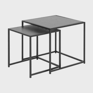 Lisomme Vic Set van 2 Houten Bijzettafels - Zwart Lisomme Vic Set van 2 Houten Bijzettafels - Zwart