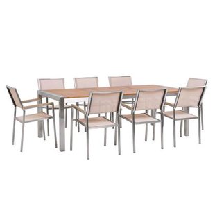 Beliani - GROSSETO - Tuinset voor 8 - Beige - RVS