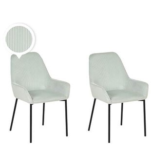 Beliani - LOVERNA - Eetkamerstoel - Mintgroen - Corduroy