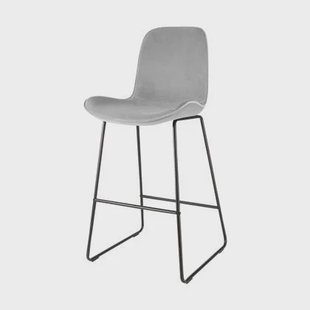 Nolon Nino-Fé Barkruk Grijs - Velvet - Zwart Onderstel - 75 cm